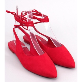 Pirson Red fűzős nyitott sarkú balettcipők piros 1