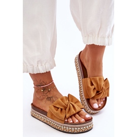 Női velúr papucs teve Lauria masnival barna 2 Női velúr papucs teve Lauria masnival barna 2