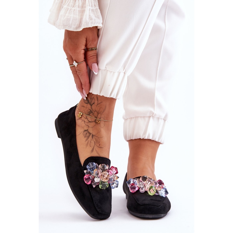 PS1 Fekete Arvilla velúr cipők díszes kristályokkal 1