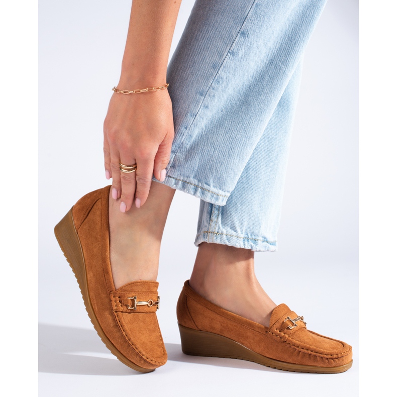 Női velúr ék mokaszinok Shelovet barna 1