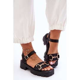 Emori női Emori bőr díszítésű bőrszandál fekete 2