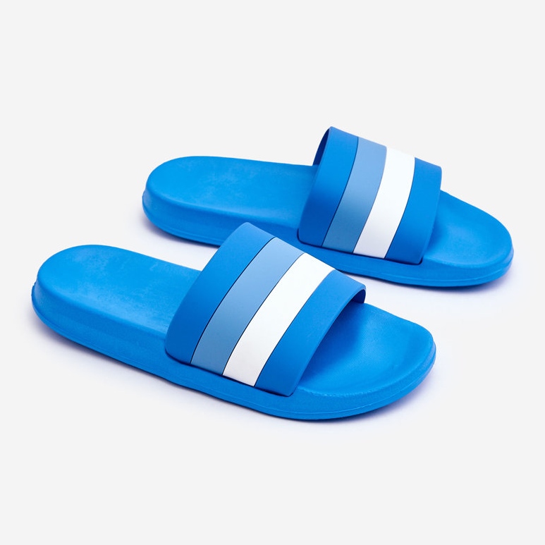 Női Blue Vision csíkos papucs kék 2