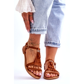 Női szandál lapos velúr boho barna Lucami 1