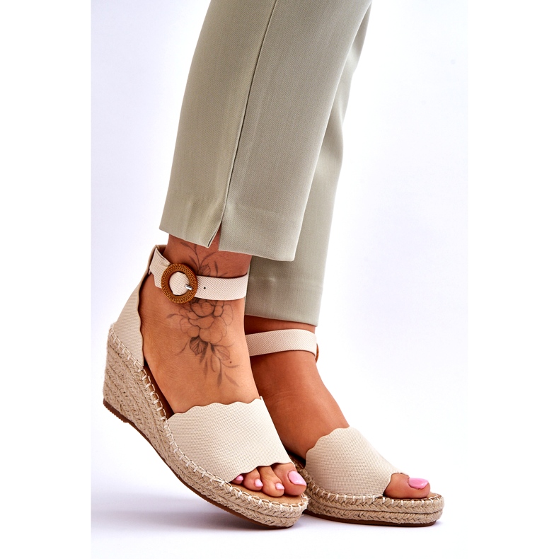 Evento Bőr Wedge Sandals Comfort Shoe Beige Verola bézs 7