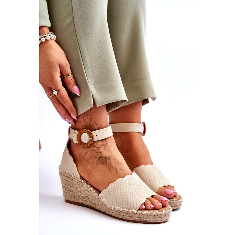 Evento Bőr Wedge Sandals Comfort Shoe Beige Verola bézs 6