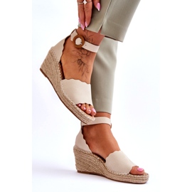Evento Bőr Wedge Sandals Comfort Shoe Beige Verola bézs 2