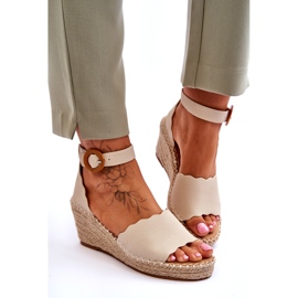 Evento Bőr Wedge Sandals Comfort Shoe Beige Verola bézs 3