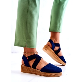 Női velúr Espadrilles Big Star JJ276037 sötétkék 2