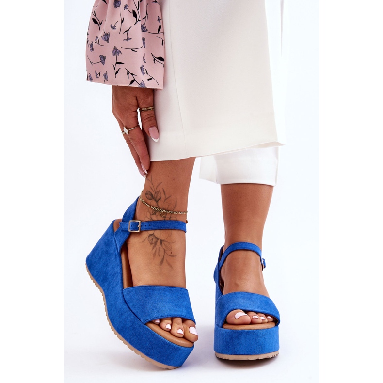 Női velúr ékszandál, kék Lydia 1