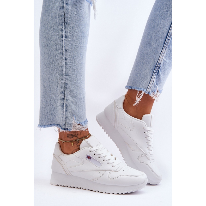 PM1 Fehér Merida bőr fűzős platformú sportcipő 1