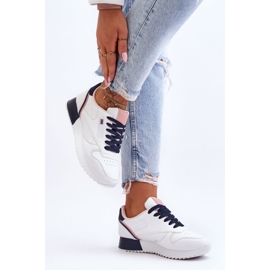PM1 Merida fehér és sötétkék fűzős platformú bőr sportcipő 1