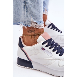 PM1 Merida fehér és sötétkék fűzős platformú bőr sportcipő 2