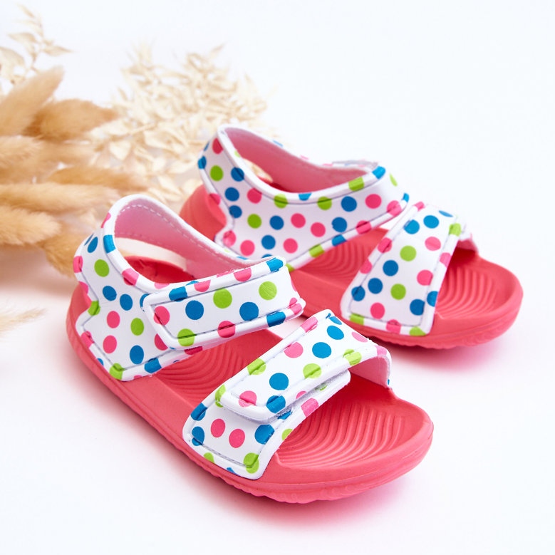 Gyermek habszivacs világos mintás szandál, rózsaszín és fehér Malaga 2