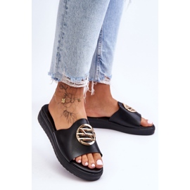 Női papucs fekete Secrets díszítéssel 2