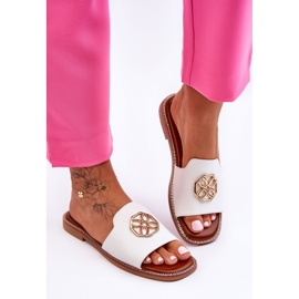 Női klasszikus lapos sarkú papucs fehér Larotte 1