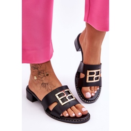 PG1 Elegáns női papucs fekete Atlantis díszítéssel 1