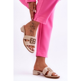 Elegáns női papucs bézs színű Atlantis díszítéssel 2