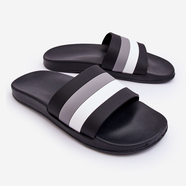 WJ1 Férfi fekete Vision csíkos papucs 1 WJ1 Férfi fekete Vision csíkos papucs 1