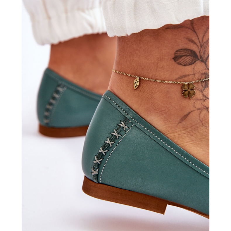 Női bőr balerina Maciejka 01358-36 Türkiz zöld 2