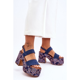 Maciejka bőr magassarkú szandál 06089-17 sötétkék 1