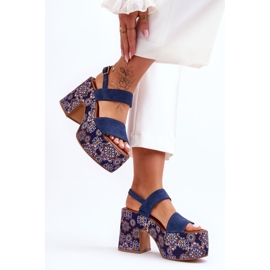 Maciejka bőr magassarkú szandál 06089-17 sötétkék 2