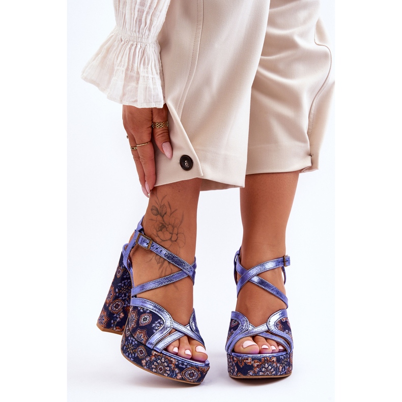 Bőr Sarkú Szandál Maciejka 06084-17 Navy Blue kék 2