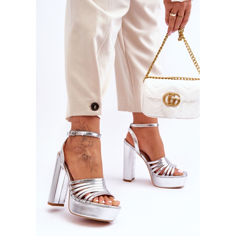 Szandál Magas Sarkú Ezüst Maya 2