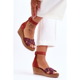 Maciejka Suede Wedge szandál 04565-44 Piros 1