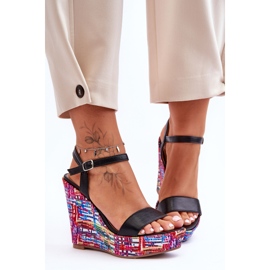 Női Szandál Egy Színes Ék Fekete Malibu 1