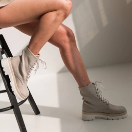 Marco Shoes Természetes pamut anyagú csizma bézs 1