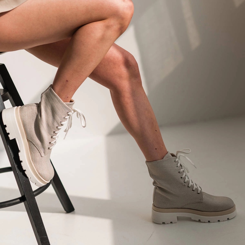 Marco Shoes Természetes pamut anyagú csizma bézs 1