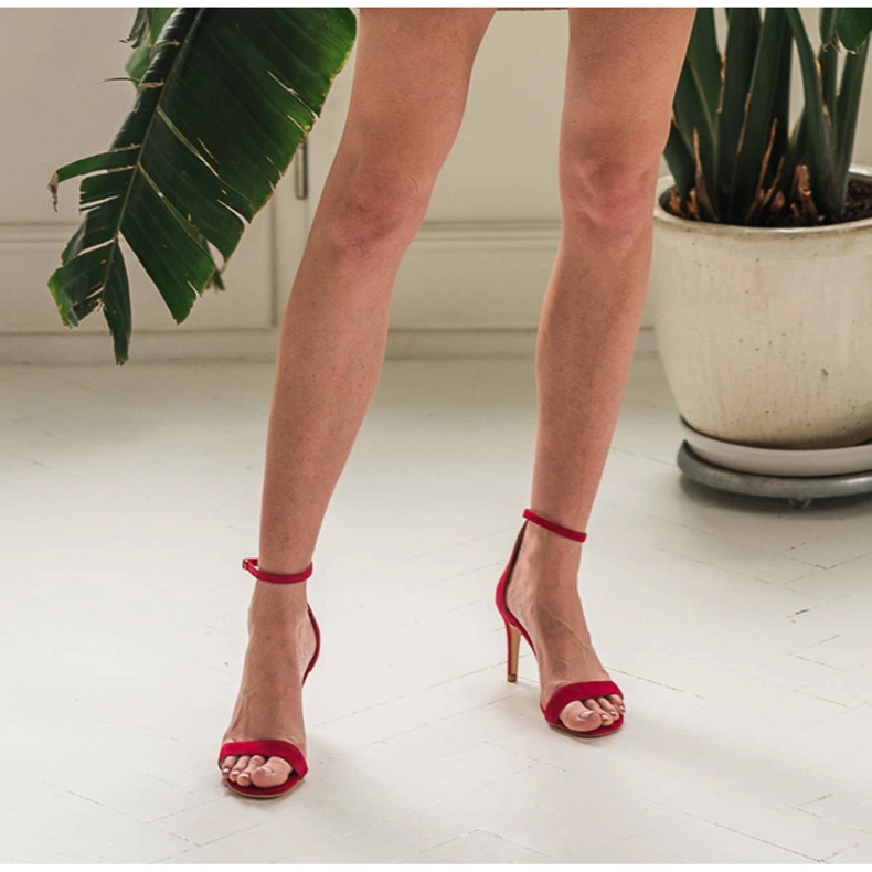 Marco Shoes Elegáns szandál természetes velúrból piros 1