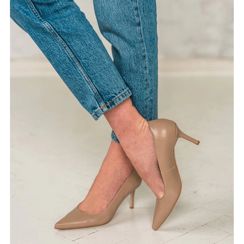 Marco Shoes Nappa bőr sarok bézs 2