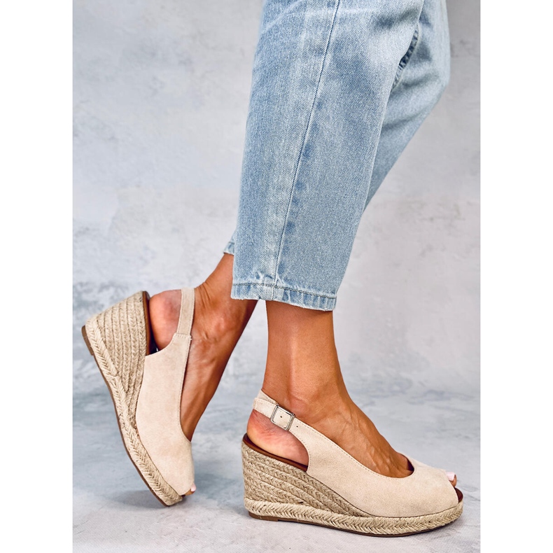 Nevil Beige nyitott orrú ékes espadrillák bézs 1