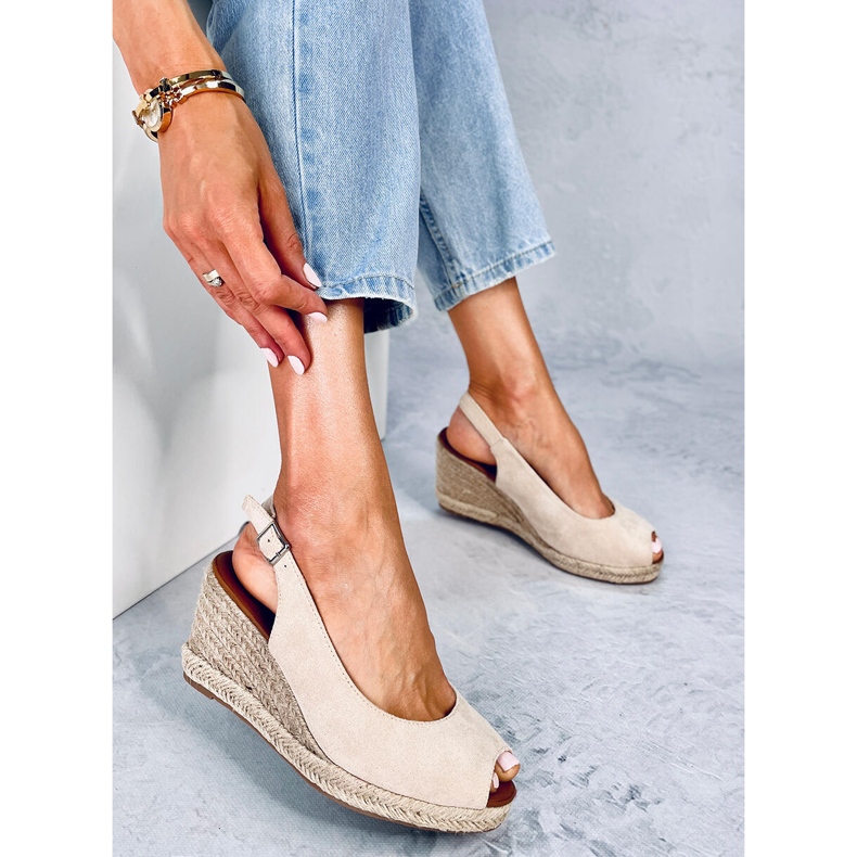 Nevil Beige nyitott orrú ékes espadrillák bézs 2