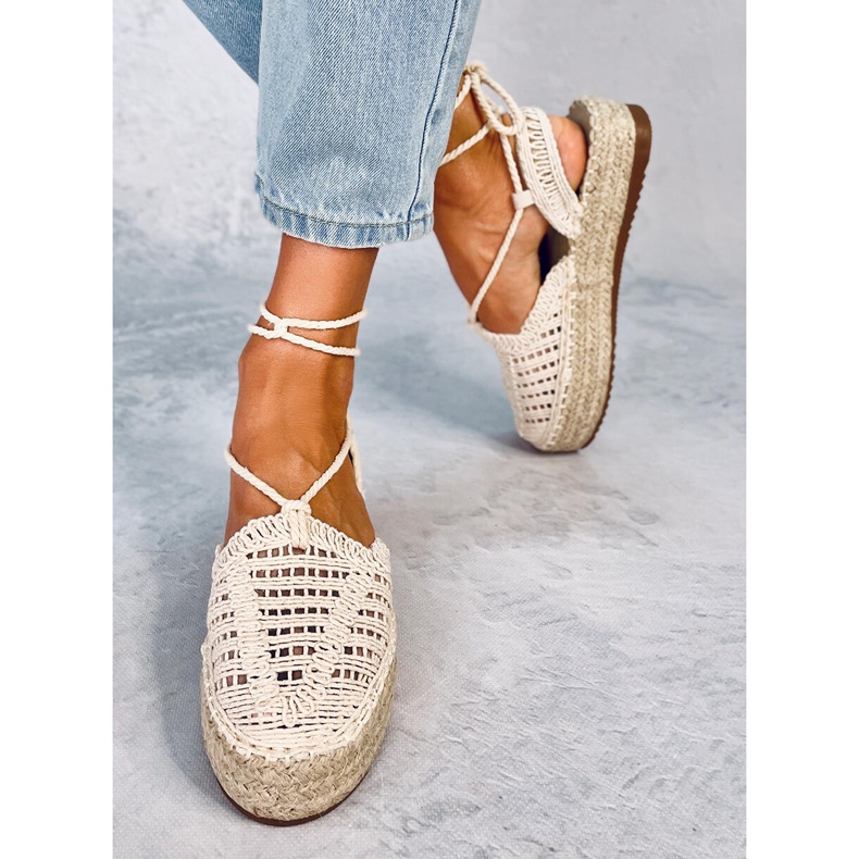 Yaweh Beige női zsinóros espadrillák bézs 2