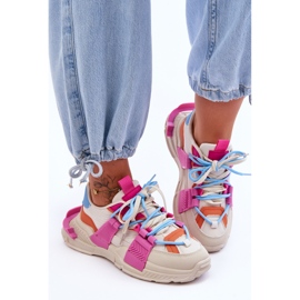 PS1 Divatos fűzős női sportcipők bézs-rózsaszín Chillout! 1