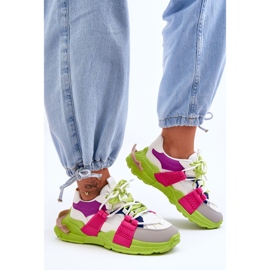 PS1 Divatos, fűzős női sportcipő, zöld-rózsaszín Chillout! 1