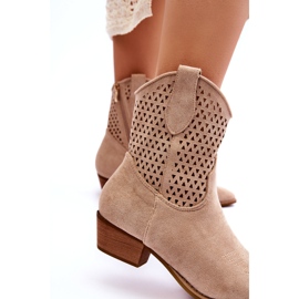 Női áttört cowboy csizma bézs nádszál 3