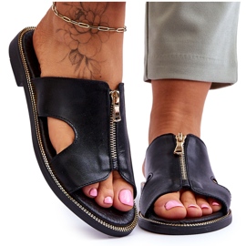 Lemar Női papucs fekete Clarence dekoratív cipzárral 4