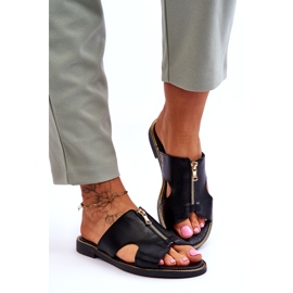 Lemar Női papucs fekete Clarence dekoratív cipzárral 2