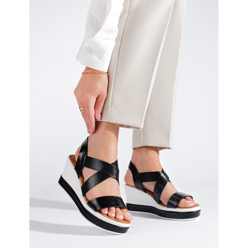 Fekete Shelovet Wedge szandál 1