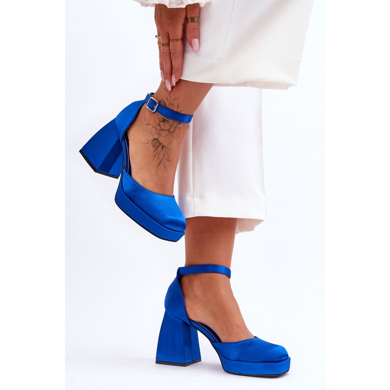 Divatos pumpák masszív sarkú kék Sandia 2