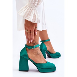 Divatos pumpák masszív sarkú zöld Sandia 2