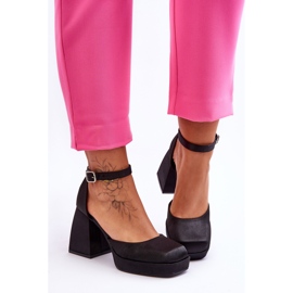 Divatos pumpák masszív sarkú fekete Sandia 2