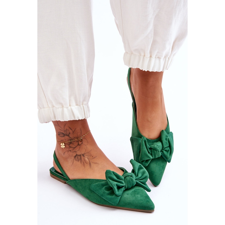 Női bebújós balerinák masnival, zöld Nadine-nel 1 Női bebújós balerinák masnival, zöld Nadine-nel 1