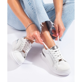 Textil áttört platform tornacipő Shelovet fehér 1