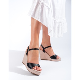 Shelovet fekete magas ékes espadrillák 1