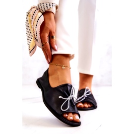 Bőr női balerinák Nicole 2660/001 fekete 1