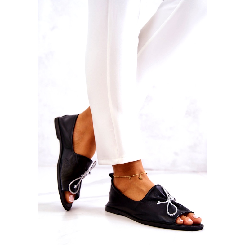 Bőr női balerinák Nicole 2660/001 fekete 2